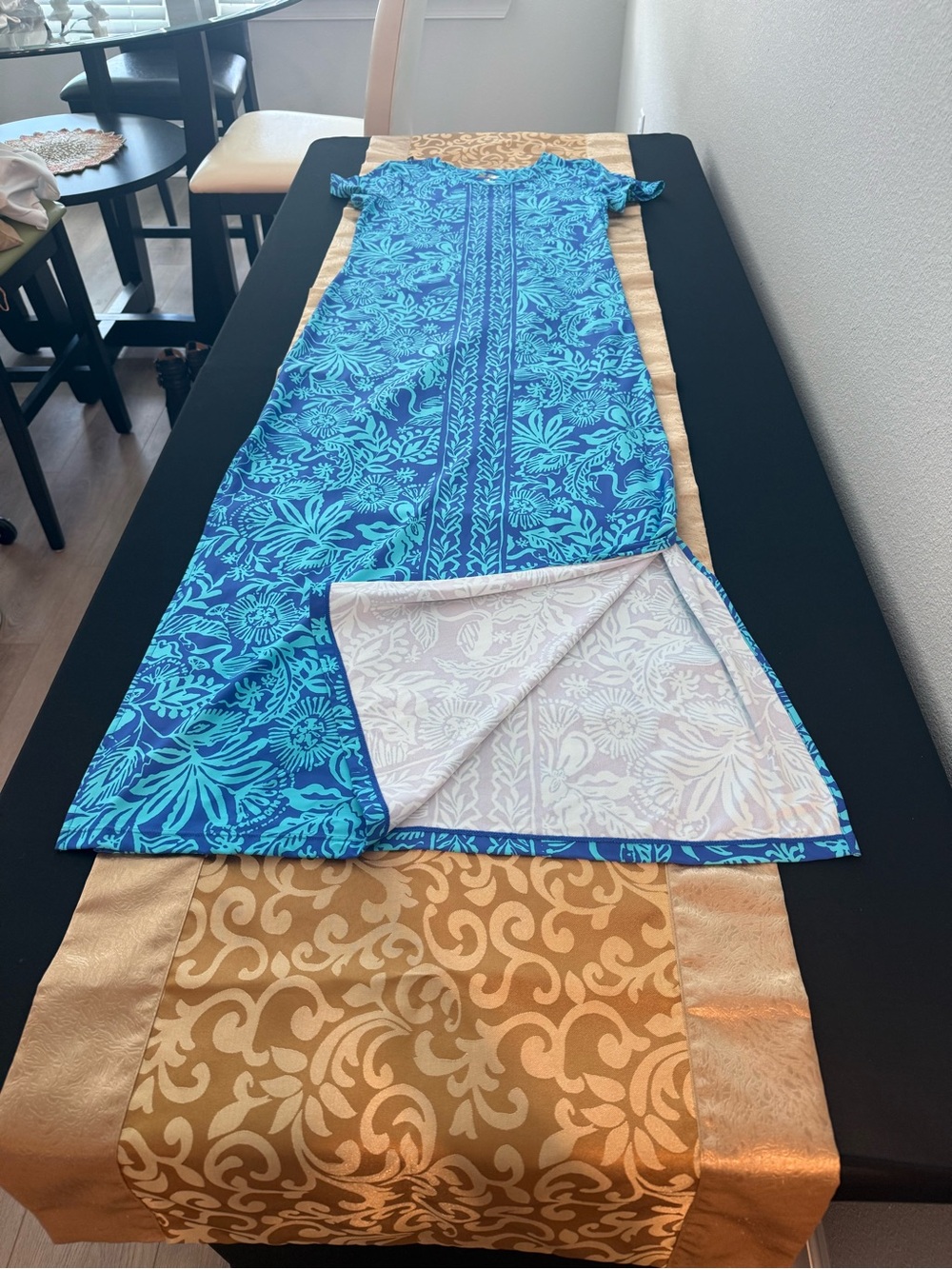 Lilly Pulitzer Blue Floral Maxi Dress with Aqua Print - Picture 2 of 5
